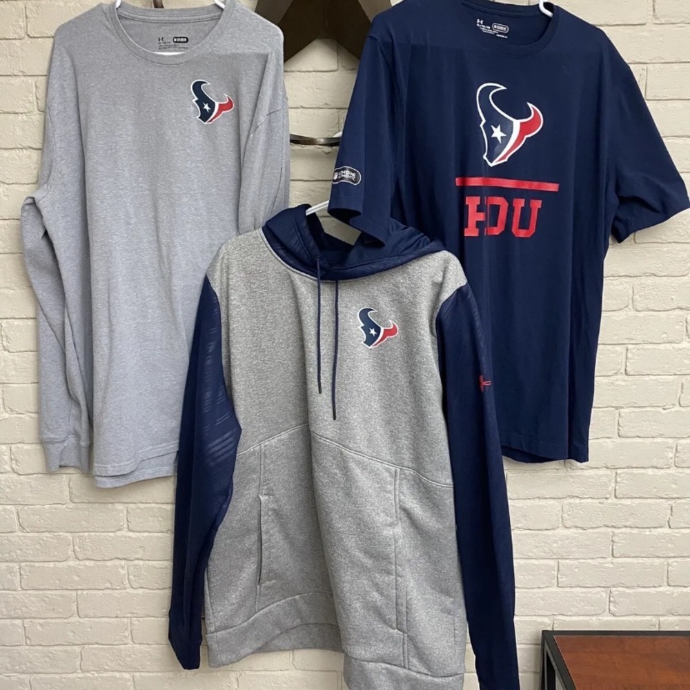 Lot of 3 Men’s Under Armour UA Combine Authentic NFL Houston Texans Gear XL